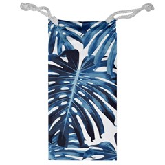 Blue monstera leaf Jewelry Bag