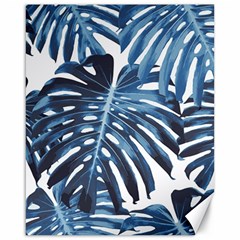 Blue monstera leaf Canvas 16  x 20 