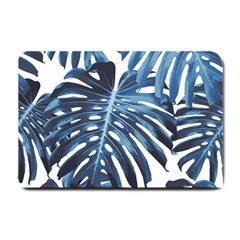 Blue monstera leaf Small Doormat 