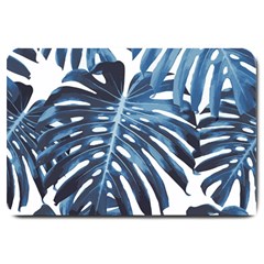 Blue monstera leaf Large Doormat 