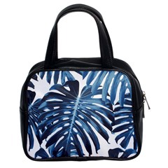 Blue monstera leaf Classic Handbag (Two Sides)