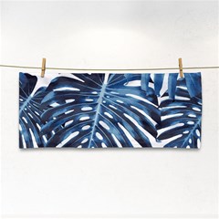 Blue monstera leaf Hand Towel