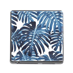 Blue monstera leaf Memory Card Reader (Square 5 Slot)