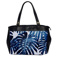 Blue monstera leaf Oversize Office Handbag