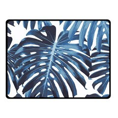 Blue monstera leaf Fleece Blanket (Small)