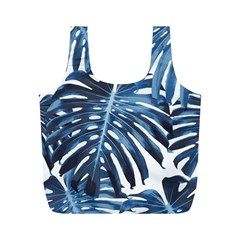 Blue monstera leaf Full Print Recycle Bag (M)