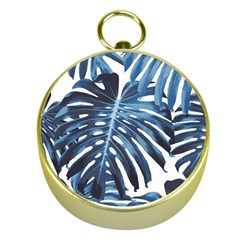 Blue monstera leaf Gold Compasses