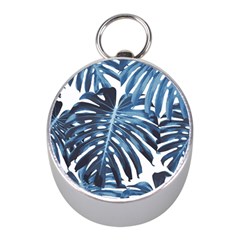 Blue monstera leaf Mini Silver Compasses