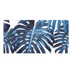 Blue Monstera Leaf Satin Shawl by goljakoff