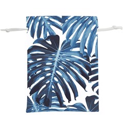 Blue monstera leaf  Lightweight Drawstring Pouch (XL)