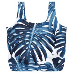 Blue monstera leaf Full Print Recycle Bag (XXXL)