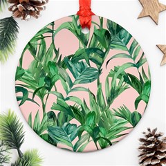 Green Leaves On Pink Ornament (round) by goljakoff