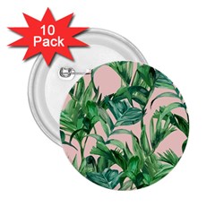 Green Leaves On Pink 2 25  Buttons (10 Pack)  by goljakoff