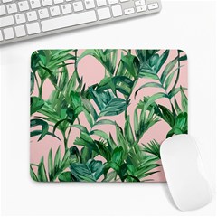 Green Leaves On Pink Large Mousepads by goljakoff