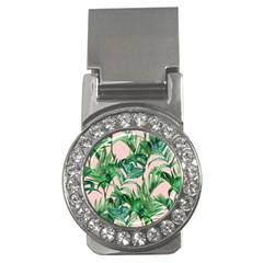 Green Leaves On Pink Money Clips (cz)  by goljakoff