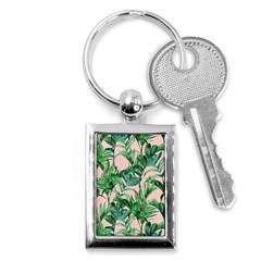 Green Leaves On Pink Key Chain (rectangle) by goljakoff