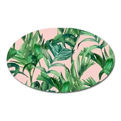 Green Leaves On Pink Oval Magnet by goljakoff