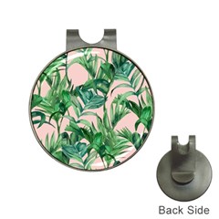 Green Leaves On Pink Hat Clips With Golf Markers by goljakoff