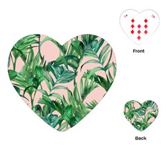 Green Leaves On Pink Playing Cards Single Design (heart) by goljakoff