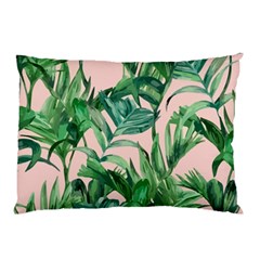 Green Leaves On Pink Pillow Case by goljakoff