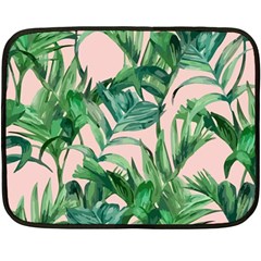 Green Leaves On Pink Fleece Blanket (mini) by goljakoff