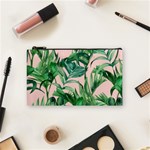 Green leaves on pink Cosmetic Bag (Small) Front