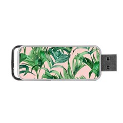 Green Leaves On Pink Portable Usb Flash (one Side) by goljakoff