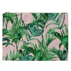 Green Leaves On Pink Cosmetic Bag (xxl) by goljakoff