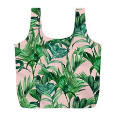 Green Leaves On Pink Full Print Recycle Bag (l) by goljakoff