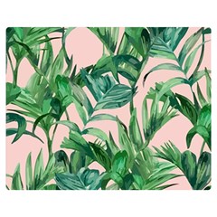 Green Leaves On Pink Double Sided Flano Blanket (medium)  by goljakoff