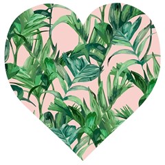 Green Leaves On Pink Wooden Puzzle Heart by goljakoff