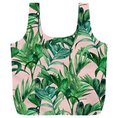 Green Leaves On Pink Full Print Recycle Bag (xxl) by goljakoff