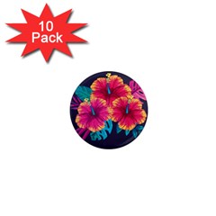 Neon Flowers 1  Mini Magnet (10 Pack)  by goljakoff