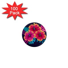 Neon Flowers 1  Mini Magnets (100 Pack)  by goljakoff