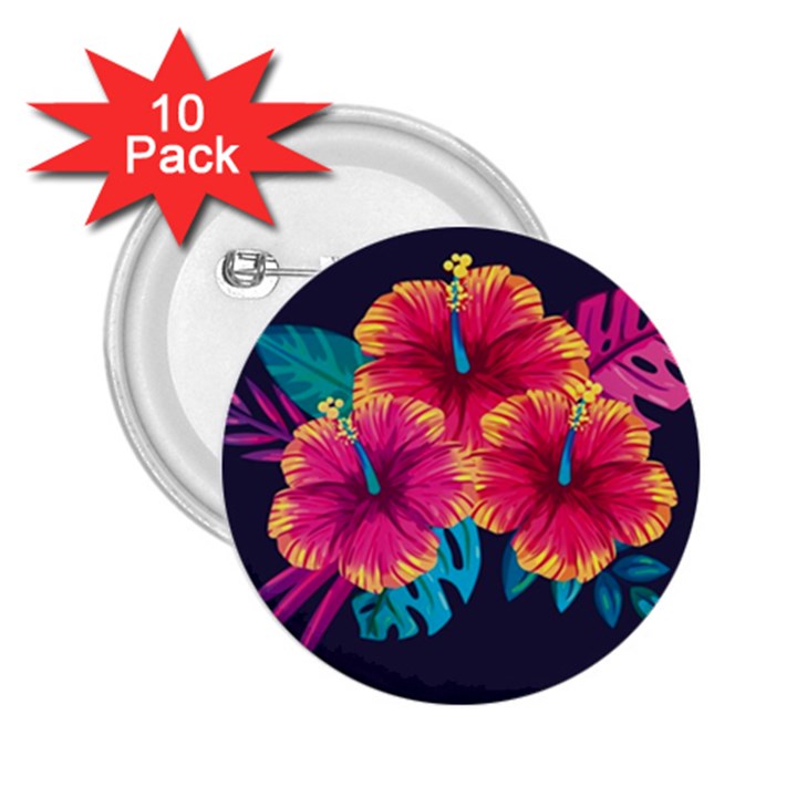 Neon flowers 2.25  Buttons (10 pack) 