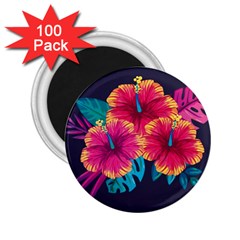 Neon Flowers 2 25  Magnets (100 Pack)  by goljakoff