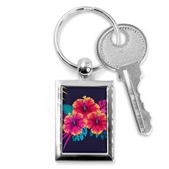 Neon Flowers Key Chain (rectangle) by goljakoff