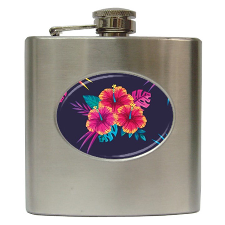 Neon flowers Hip Flask (6 oz)