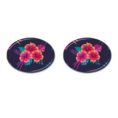 Neon Flowers Cufflinks (oval) by goljakoff