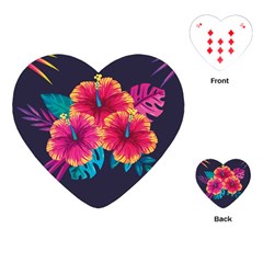 Neon Flowers Playing Cards Single Design (heart)