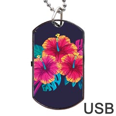 Neon Flowers Dog Tag Usb Flash (two Sides) by goljakoff