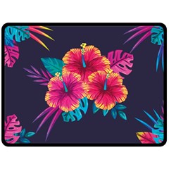 Neon Flowers Double Sided Fleece Blanket (large)  by goljakoff