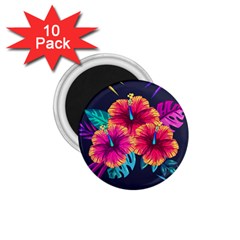 Neon Flowers 1 75  Magnets (10 Pack)  by goljakoff