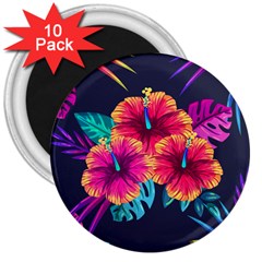 Neon Flowers 3  Magnets (10 Pack)  by goljakoff