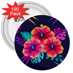 Neon Flowers 3  Buttons (100 Pack)  by goljakoff