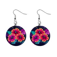 Neon Flowers Mini Button Earrings by goljakoff