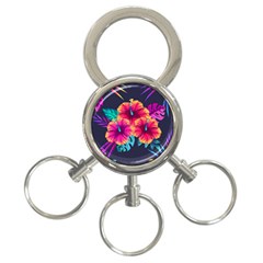 Neon Flowers 3-ring Key Chain by goljakoff