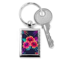 Neon Flowers Key Chain (rectangle) by goljakoff