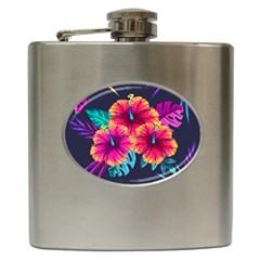 Neon Flowers Hip Flask (6 Oz) by goljakoff