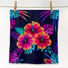 Neon Flowers Face Towel by goljakoff